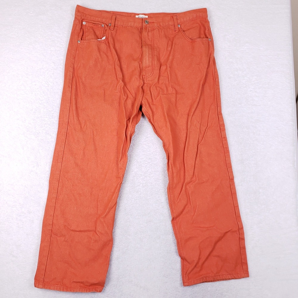 Members Property Mens Orange Straight Leg Denim Jeans W44 L32 Cotton Blend